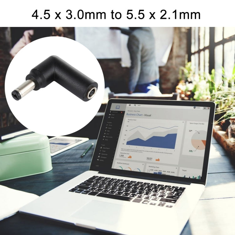 10 PCS 4.5 x 3.0mm Female to 5.5 x 2.1mm Male Plug Elbow Adapter Connector, 4.5x3.0mm to 5.5x2.1mm