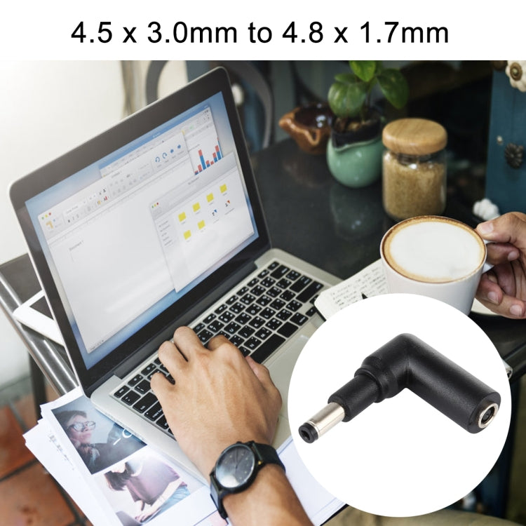 10 PCS 4.5 x 3.0mm Female to 4.8 x 1.7mm Male Plug Elbow Adapter Connector, 4.5x3.0mm to 4.8x1.7mm