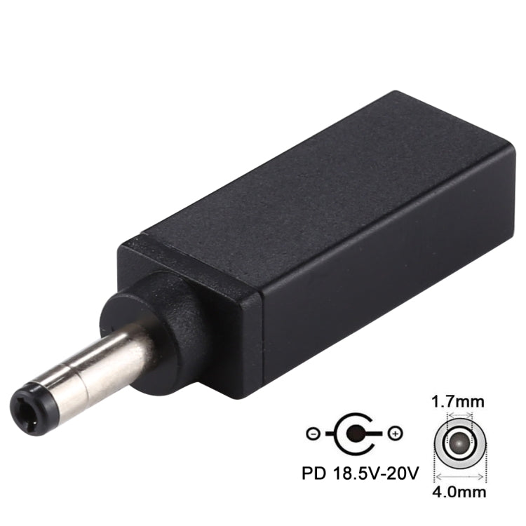 PD 18.5V-20V 4.0x1.7mm Male Adapter Connector, 4.0x1.7mm