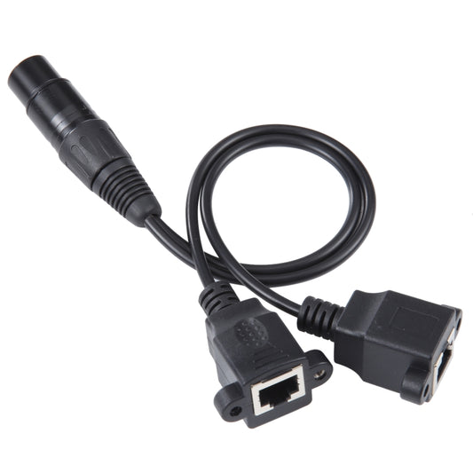 3-pin XLR Female to 2 x RJ45 Female Ethernet LAN Network Extension Cable, Cable Length: 30cm, 3-pin XLR Female to 2 x RJ45 Female
