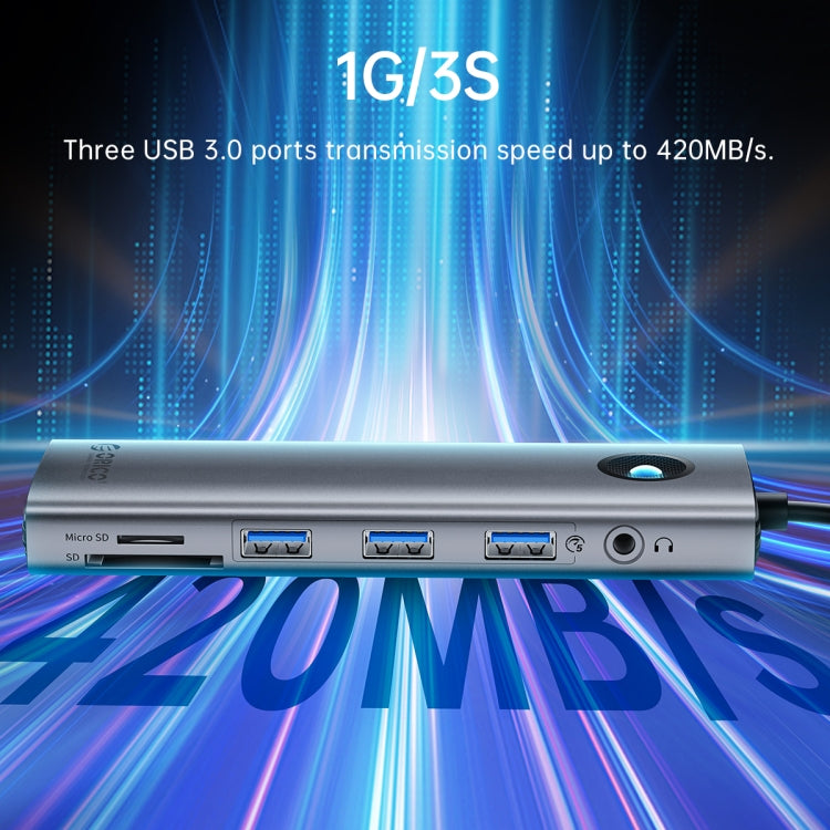 ORICO PW11-8PM Type-C / USB-C 8-in-1 5Gbps Multifunction Docking Station Card Reader, PW11-8PM