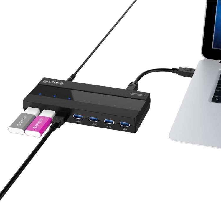 ORICO H727RK-U3 ABS High Speed 7 Ports USB 3.0 HUB with 12V Power Adapter for Laptops / Smartphones, H727RK-U3