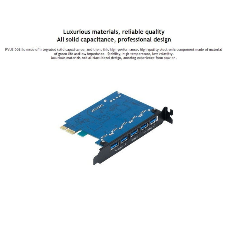 ORICO PVU3-5O2I USB3.0 * 5 + 20Pin Slot * 1 PCI Express Card for Desktop, 5Gbps Superspeed Data Transmission, 5 Ports USB3.0