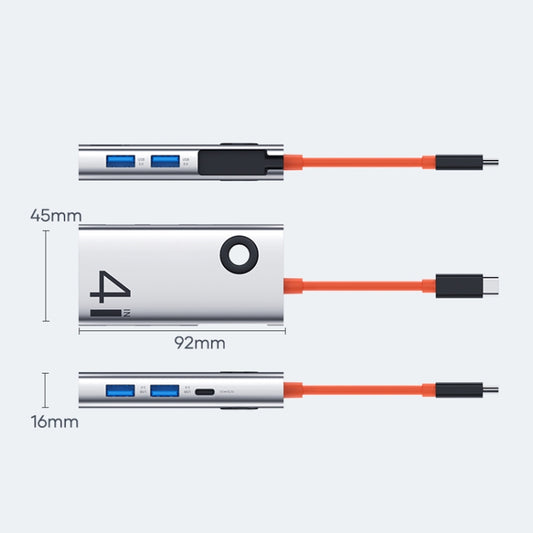 ROCK TR25 Station d'accueil HUB multifonctionnelle portable 4 en 1 USB-C / Type-C vers USB 3.0x4, TR25