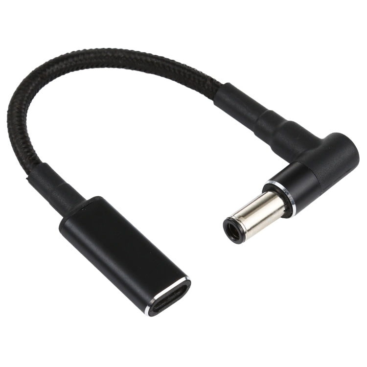 PD 100W 18.5-20V 6.0 x 0.6mm Elbow to USB-C / Type-C Adapter Nylon Braid Cable, 6.0 x 0.6mm