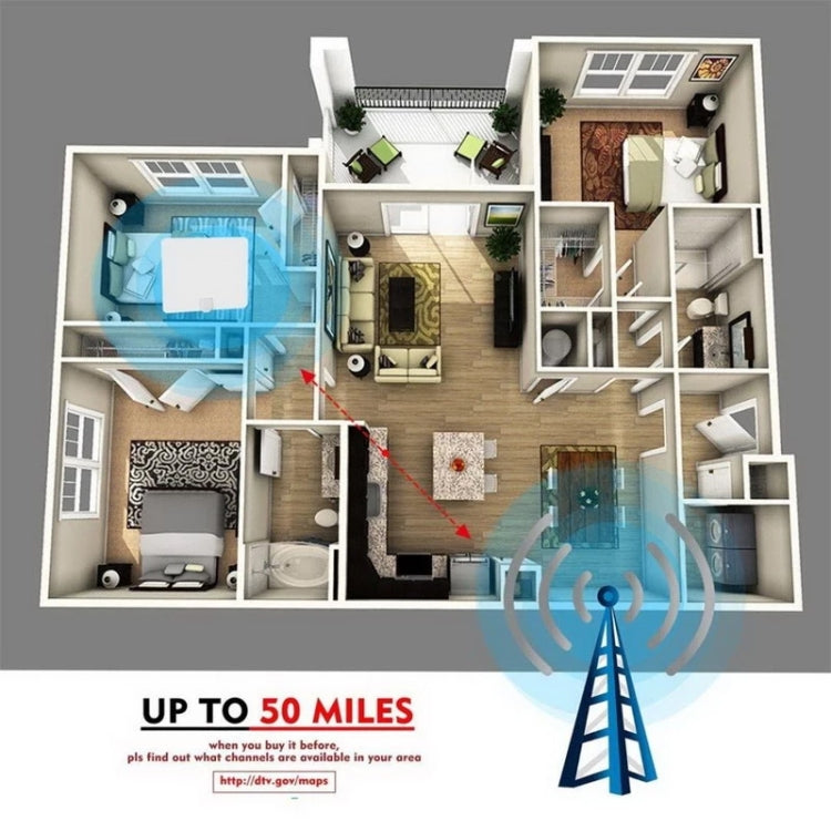 AN-1001 5dBi/25dBi Indoor HDTV Antenna with Dual-side Sticker, VHF170-230/UHF470-862MHz, AN-1001