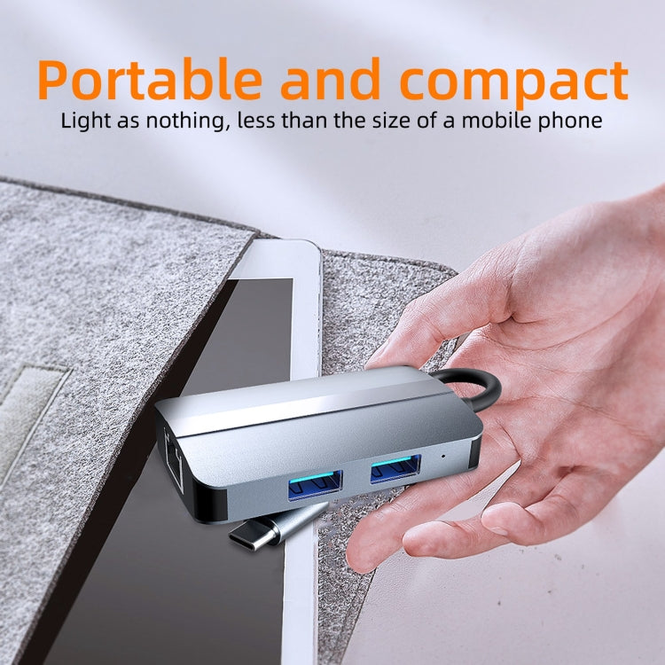 BYL-2112 5 in 1 USB-C / Type-C to USB Multifunctional Docking Station HUB Adapter, BYL-2112