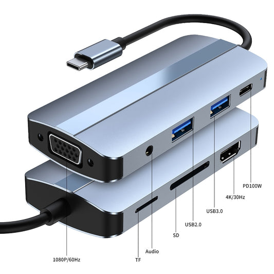 BYL-2105 8 in 1 USB-C / Type-C to USB Multifunctional Docking Station HUB Adapter, BYL-2105