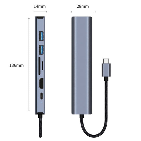 BYL-2303 7 in 1 USB-C / Type-C to USB Multifunctional Docking Station HUB Adapter, BYL-2303