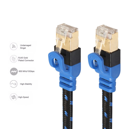 REXLIS CAT7-2 Gold-plated CAT7 Flat Ethernet 10 Gigabit Two-color Braided Network LAN Cable for Modem Router LAN Network, with Shielded RJ45 Connectors, Length: 10m, Length: 10m