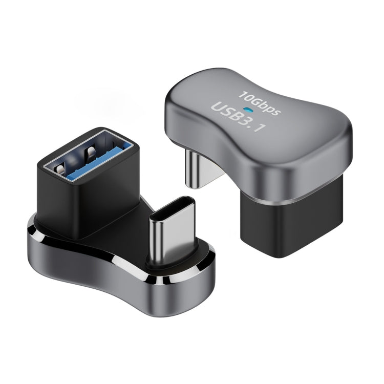 140W 20Gbps USB-C / Type-C Male to USB Female U-shaped Elbow Charging Adapter, Type-C Male to USB Female