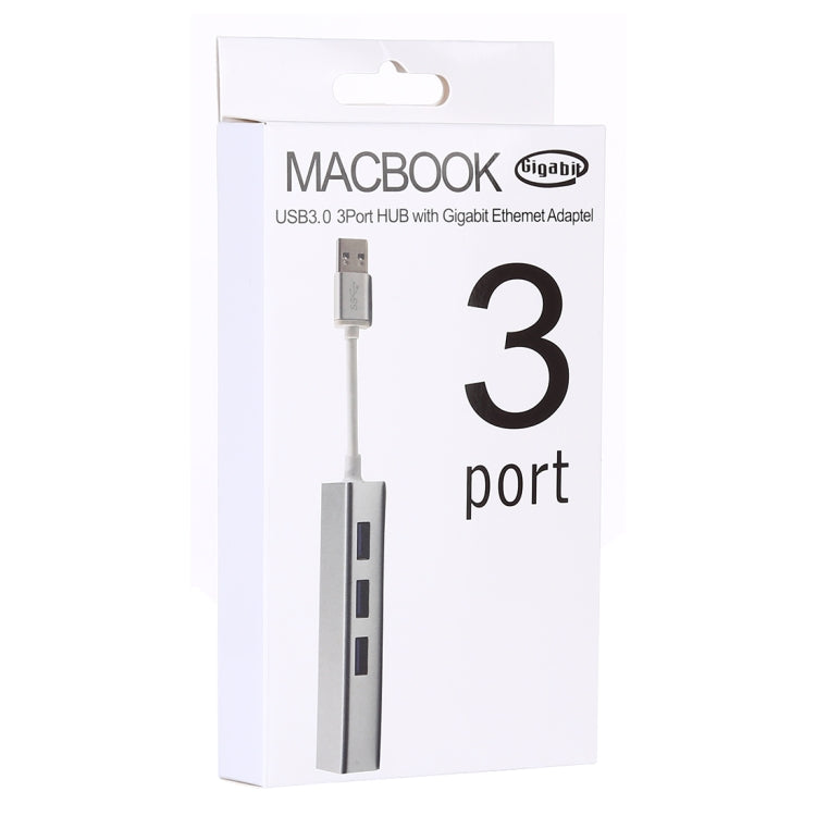 Aluminum Shell 3 USB3.0 Ports HUB + USB3.0 Gigabit Ethernet Adapter, USB 3.0 1000Mbps