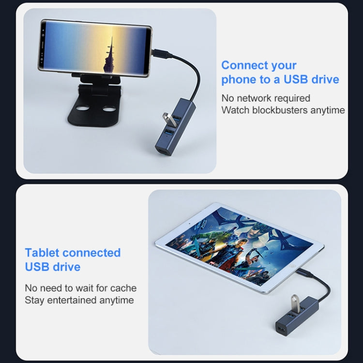 RDS 6307-3 USB-C / Type-C to USB3.0 + Dual USB2.0 + RJ45 4 in 1 HUB Adapter, 6307-3