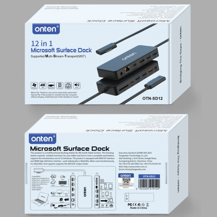 Onten SD12 For Microsoft Surface 12 in 1 Multi-function Docking Station, SD12
