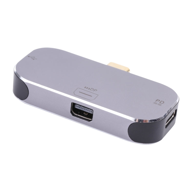 3 in 1 USB-C / Type-C Male to Dual USB-C / Type-C + Mini DP Female Adapter, Dual USB-C / Type-C + Mini DP