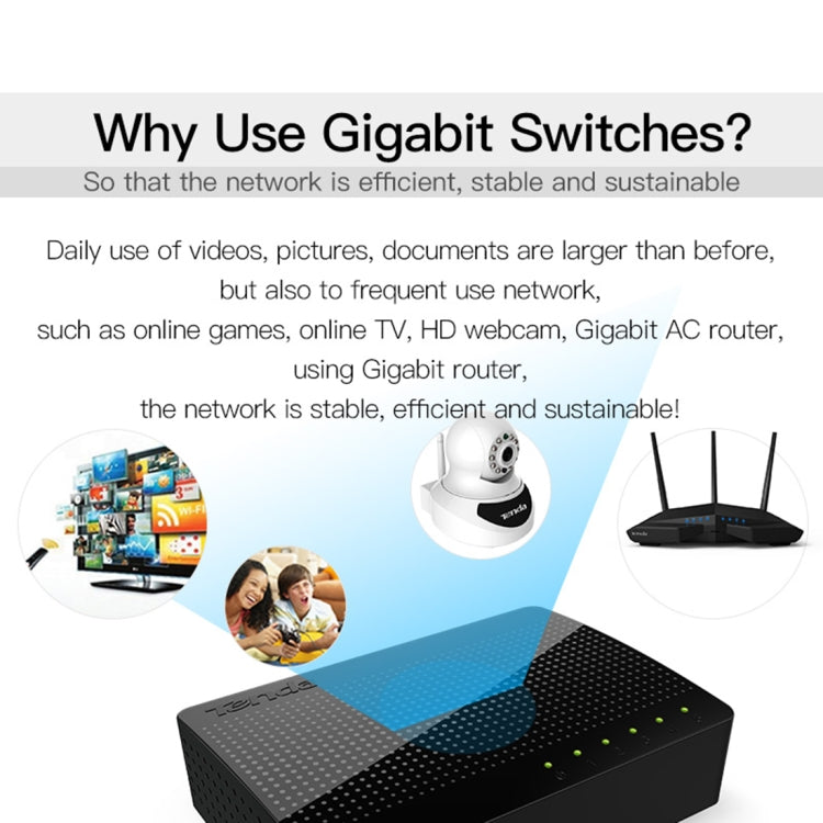 Tenda SG105 Mini 5 Ports 1000Mpbs Fast Gigabit Ethernet Network Switch LAN HUB
