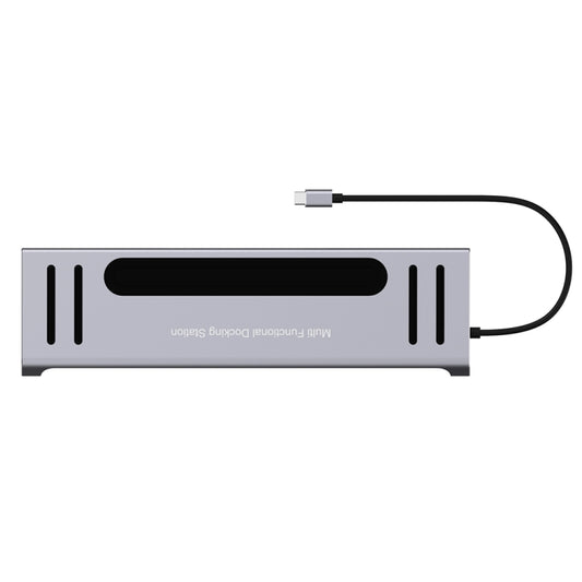 Onten 9199 12 in 1 USB-C / Type-C to USB-C / Type-C + TF / SD Card Slot + RJ45 + 3.5mm Audio + PD USB-C / Type-C Charging + 2 HDMI + 4 USB 3.0 Ports Multifunctional HUB Converter Docking Station, 9199