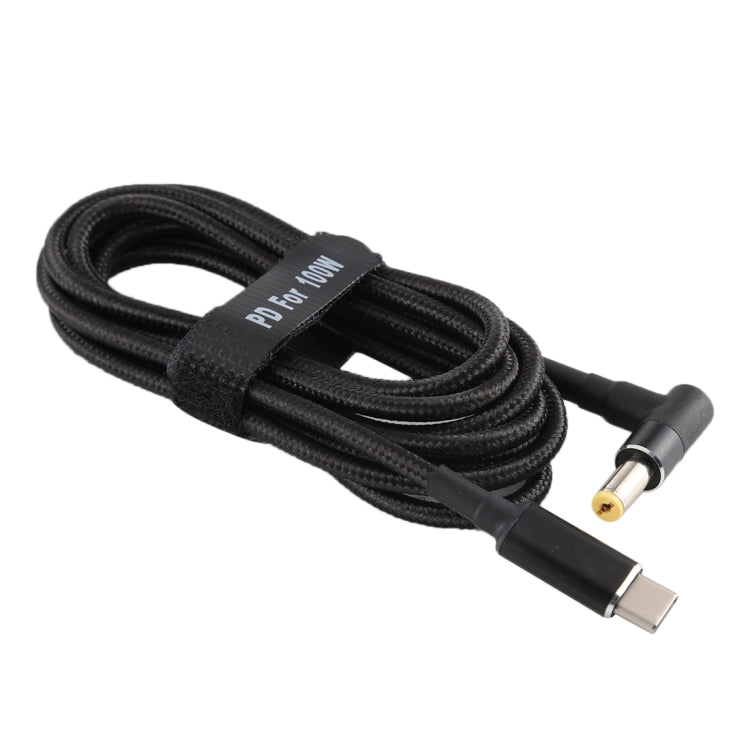 PD 100W 5.5 x 1.7mm Male Elbow to USB-C / Type-C Male Nylon Weave Power Charge Cable, Cable Length: 1.7m, 5.5x1.7mm to Type-C