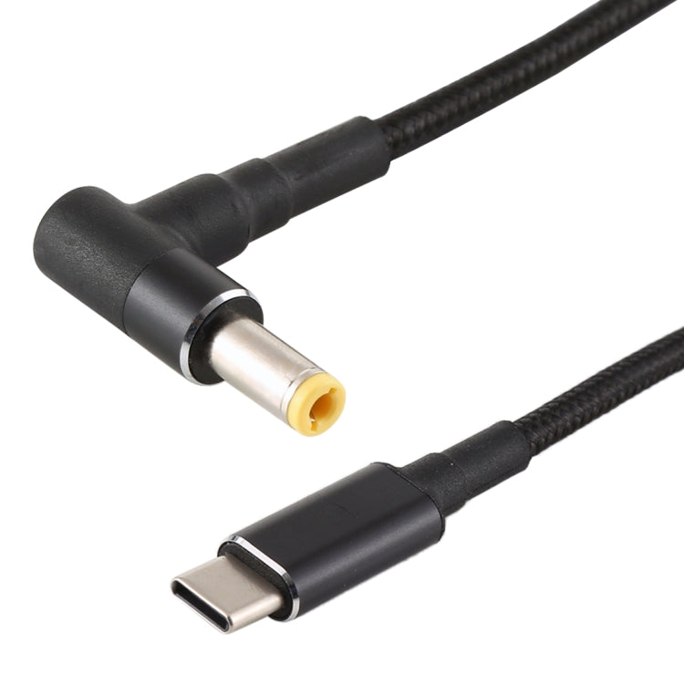 PD 100W 5.5 x 2.5mm Male Elbow to USB-C / Type-C Male Nylon Weave Power Charge Cable, Cable Length: 1.7m, 5.5x2.5mm to Type-C