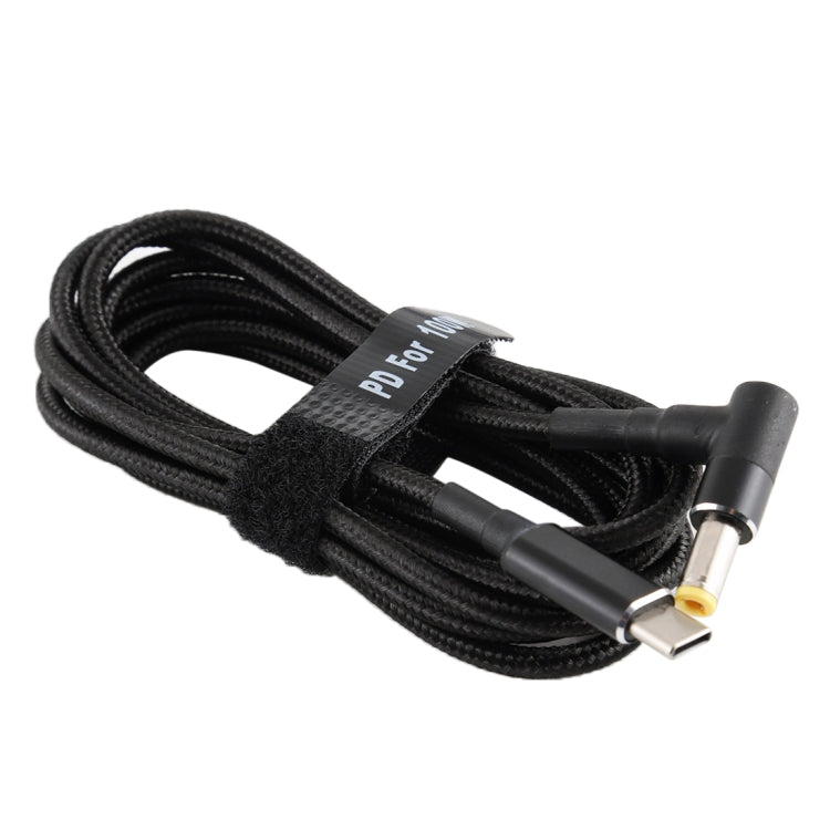 PD 100W 5.5 x 2.5mm Male Elbow to USB-C / Type-C Male Nylon Weave Power Charge Cable, Cable Length: 1.7m, 5.5x2.5mm to Type-C