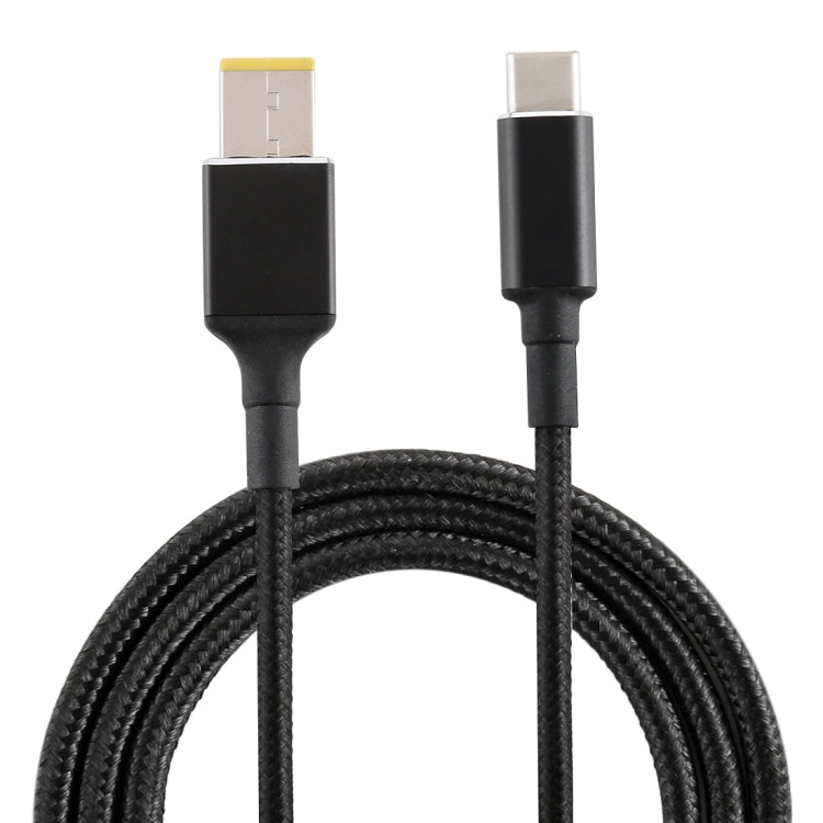 100W Big Square Male to USB-C / Type-C Male Nylon Weave Power Charge Cable for Lenovo, Cable Length: 1.7m, Big Square to Type-C
