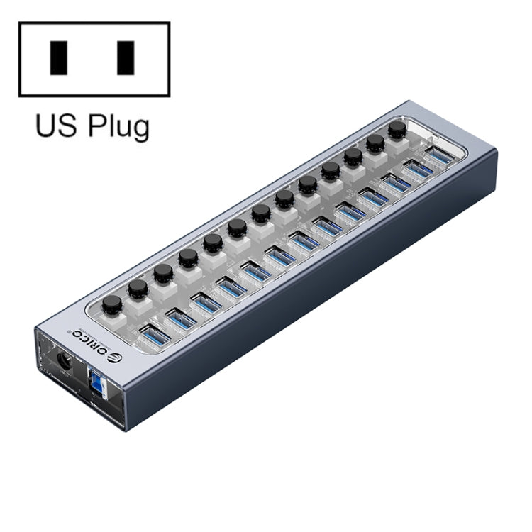 ORICO AT2U3-13AB-GY-BP 13 Ports USB 3.0 HUB with Individual Switches & Blue LED Indicator, US Plug, 13AB