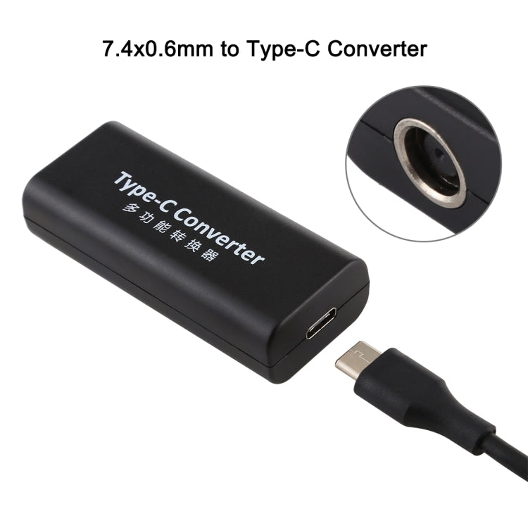 DC 7.4 x 0.6mm Power Jack Female to USB-C / Type-C Female Power Connector Adapter with 15cm USB-C / Type C Cable, 7.4x0.6mm