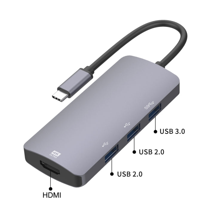 UC912 4 in 1 4K 30Hz USB 3.0 + 2 x USB 2.0 to USB-C / Type-C Multifunctional HUB Adapter, UC912 USB 3.0 + 2 x USB 2.0