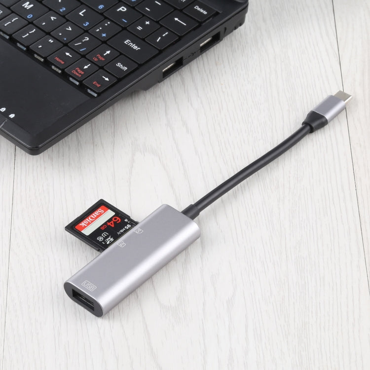 NK-3040 3 in 1 USB-C / Type-C Male to USB Female + SD / TF Card Slots Adapter SD / TF Card Reader, NK-3040