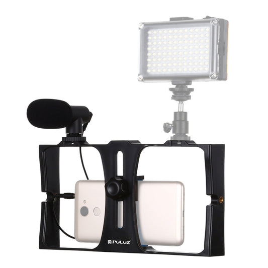PULUZ 2 in 1 Live Broadcast Smartphone Video Rig + Microphone Kits for iPhone, Galaxy, Huawei, Xiaomi, HTC, LG, Google, and Other Smartphones, Vlogging Rig+Mic