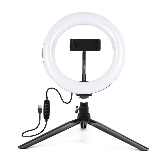 PULUZ 7.9 inch 20cm Light + Desktop Tripod Mount USB 3 Modes Dimmable Dual Color Temperature LED Curved Light Ring Vlogging Selfie Beauty Photography Video Lights with Phone Clamp, 7.9 inch + Desktop Tripod, 7.9 inch+Tripod