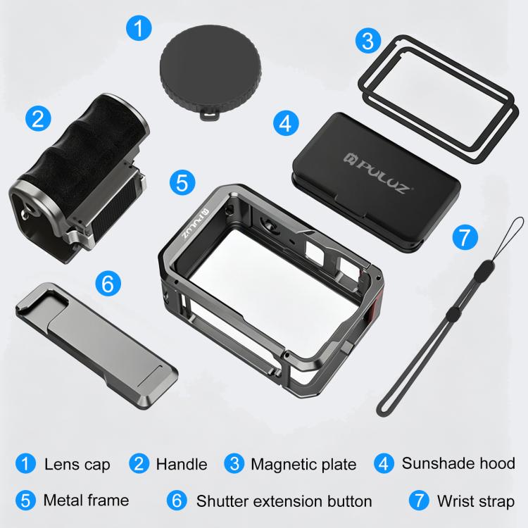 Pour DJI Osmo Action 6 Cage de protection en métal PULUZ avec poignée, pour DJI Osmo Action 6