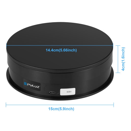 PULUZ Présentoir rotatif avec plateau tournant à vitesse réglable, 15 cm, charge : 3 kg, 15 cm charge 3 kg noir, 15 cm charge 3 kg blanc