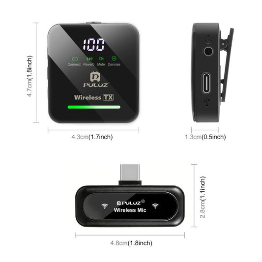 PULUZ 4 TX + 1 RX Wireless Lavalier Microphone, Type-C 4 TX + 1 RX