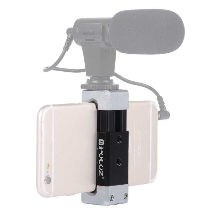 PULUZ Universal Phone Aluminum Alloy Clamp Holder Bracket with Cold Shoe For iPhone, Galaxy, Huawei, Xiaomi, Sony, HTC, Google and other Smartphones