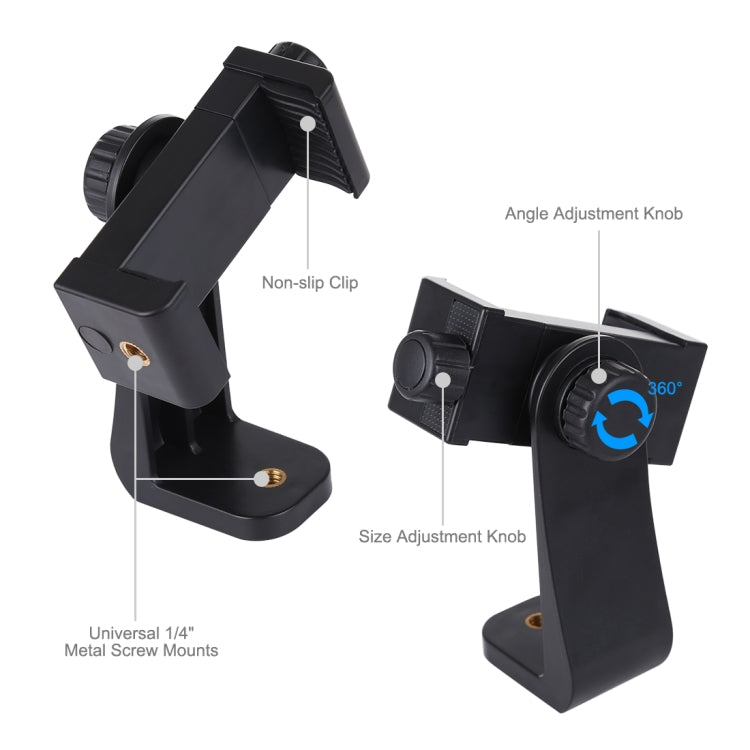 PULUZ 360 Degree Rotating Universal Horizontal Vertical Shooting Phone Clamp Holder Bracket for iPhone, Galaxy, Huawei, Xiaomi, Sony, HTC, Google and other Smartphones, Horizontal Vertical Clamp