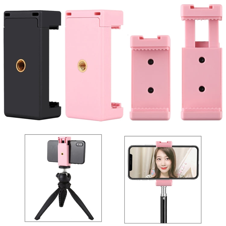 Perche à selfie PULUZ avec trépied et pince pour téléphone, trous de vis de 6,35 mm et base pour griffe froide, pince rose, pince noire
