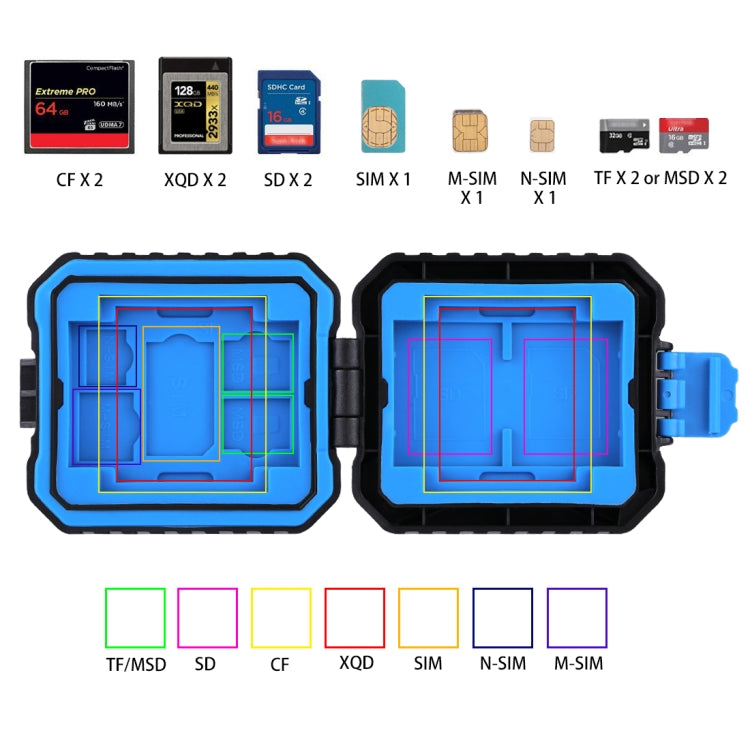 PULUZ 11 in 1 Memory Card Case for 3SIM + 2XQD + 2CF + 2TF + 2SD Card, 11 in 1