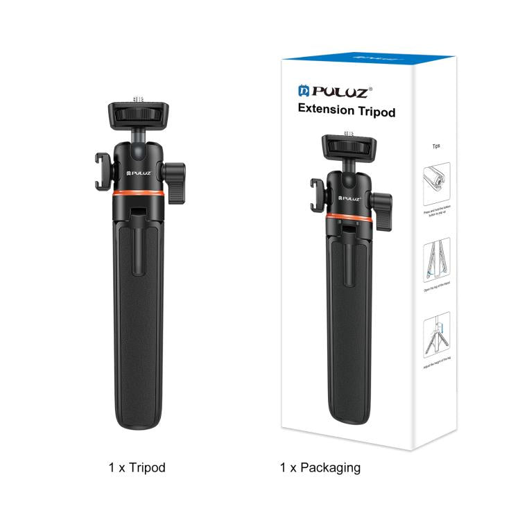 PULUZ Mini Phone Camera Extension Tripod Stand 360 Degree Ball Head Cold Shoe Selfie Stick, Phone Camera Tripod