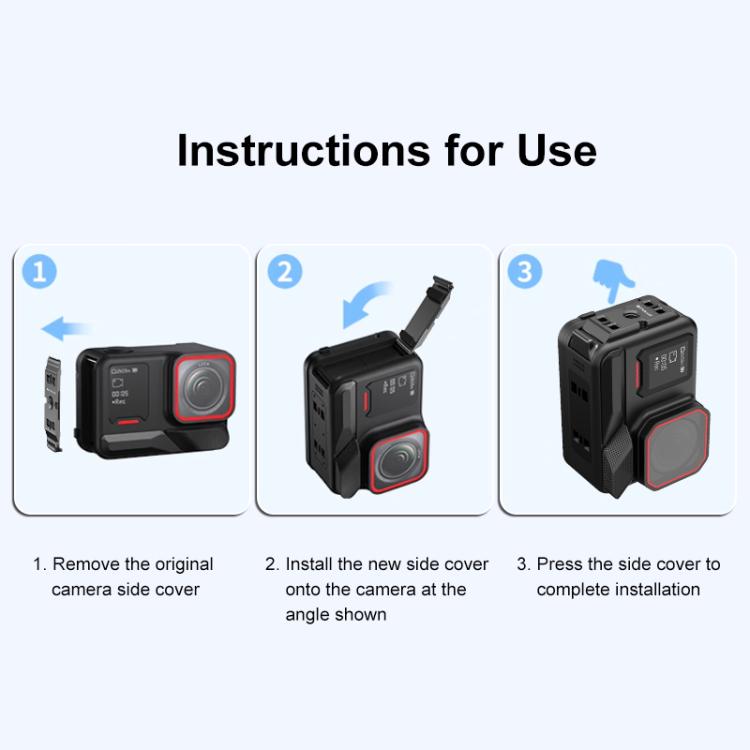 PULUZ ACE / AC Cache latéral d'interface de batterie en alliage d'aluminium pour Insta360 Ace Pro 2, pour port Insta360 Ace Pro 2 ACE/AC