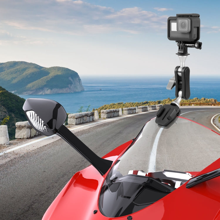 PULUZ Motorcycle Windshield Action Camera Mount Clip for GoPro Hero12 Black / DJI Osmo Action 4 / Insta360 X4 / Ace Pro and Other Action Cameras