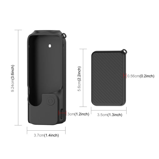 For DJI OSMO Pocket 3 PULUZ 2 in 1 Silicone Cover Case Set with Strap, Silicone Cover(Black)