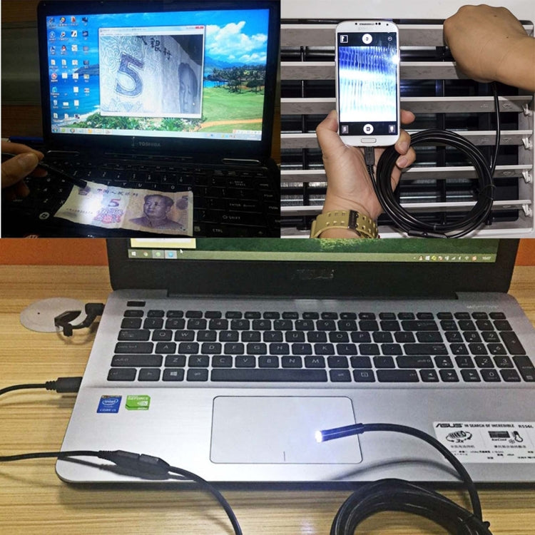 Waterproof Micro USB Endoscope Snake Tube Inspection Camera with 6 LED for OTG Android Phone, Length: 5m, Lens Diameter: 7mm, 7mm