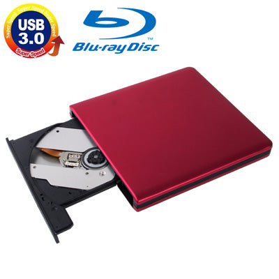 USB 3.0 Aluminum Alloy Portable DVD / CD Rewritable Blu-ray Drive for 12.7mm SATA ODD / HDD, Plug and Play, Blu-ray Drive (Silver), Blu-ray Drive (Red)