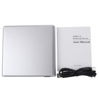 USB 2.0 Slim Aluminum Alloy Portable Slot-in External DVD-RW Drive, Plug and Play, Aluminum Alloy