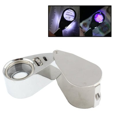 Full Metal Coating 10X Magnifying Glass Magnifier with 3 LED Lights for Currency Detecting & Jewelry Identifying, 10X (3 LED)