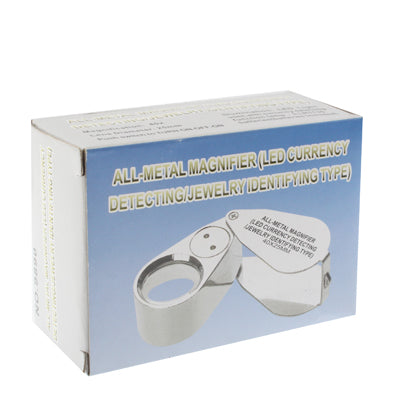Full Metal Coating 10X Magnifying Glass Magnifier with 3 LED Lights for Currency Detecting & Jewelry Identifying, 10X (3 LED)
