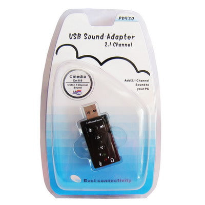 2.1 Channel USB Sound Adapter, Plastic 2.1 Channel Black