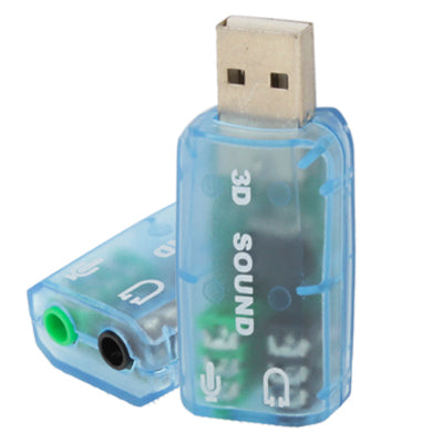 USB DSP 5.1 External Sound Card Adapter Mono Channel, Plastic 5.1 Channel Blue