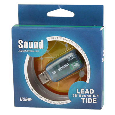 USB DSP 5.1 External Sound Card Adapter Mono Channel, Plastic 5.1 Channel Blue